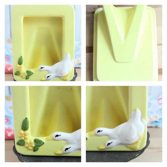 Vintage Ceramic Yellow Picture Frame with Geese - Picture 2 of 2
